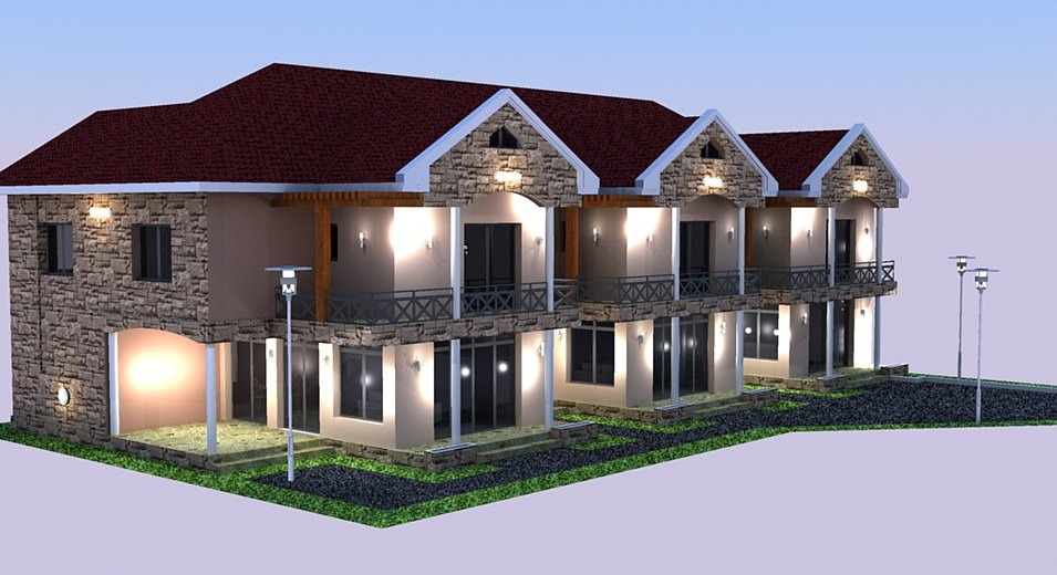 Rendu 3D d'une villa R+1 réalisée par ALL BUSINESS COMPANY SARL